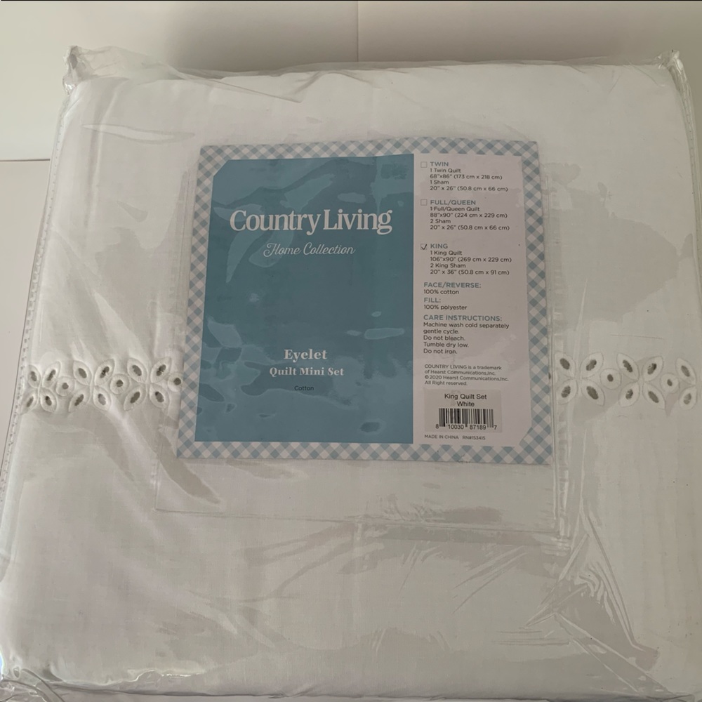 King Eyelet White Quilt Set Country Living Eyelet Quilt Set With Two Shams